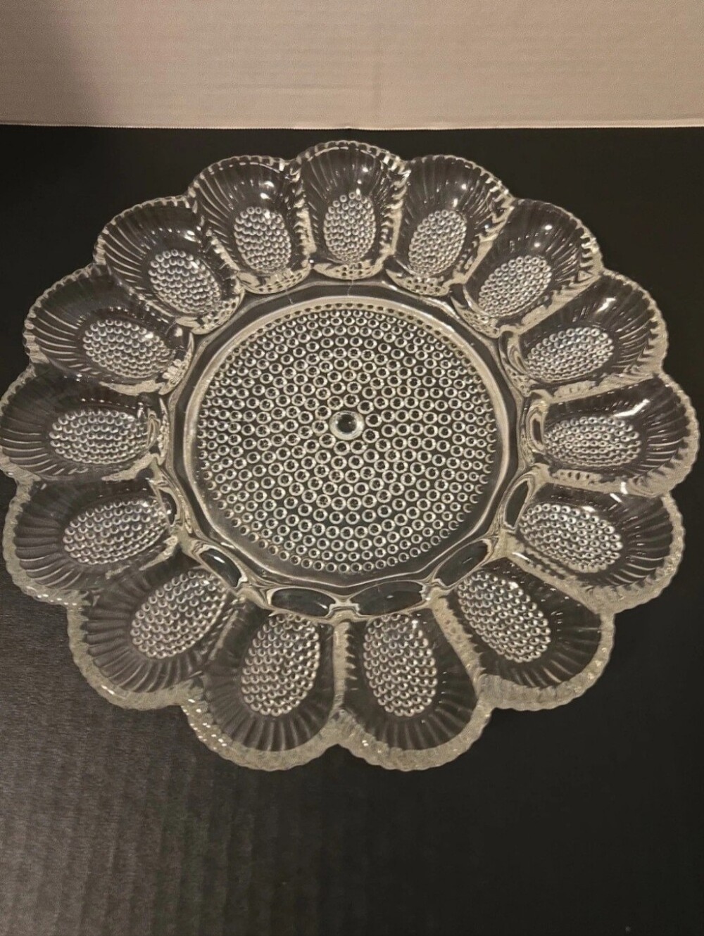 Vintage Indiana Glass Deviled Egg Plate Pressed Glass